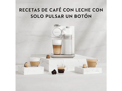 DE LONGHI — Cafetera de cápsulas, De'Longhi Nespresso® Gran Latissima EN640.W, 1400W, Blanco, 19 bar