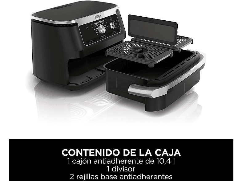 NINJA FlexDrawer 7 en 1 AF500EU — Freidora de aire, 2470 W, Negro, 7 Programas, Capacidad 10.4l