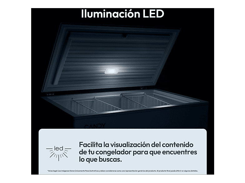 CANDY CCHH 3012E — Congelador horizontal, 840 mm, Blanco, 300 l