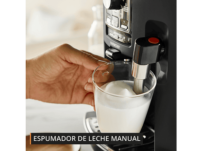 KRUPS Intensity EA50K9 — Cafetera superautomática, Compacta, Negro, 4 bebidas, Espumador de leche manual