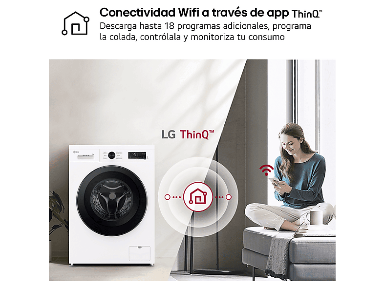 LG F4X1009NWK — Lavadora carga frontal, 9 kg, 10 programas, 1400 rpm, AI Direct Drive™
