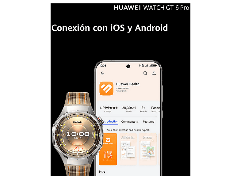 HUAWEI Watch GT6 Pro — Smartwatch, 46mm, Titanio, Pantalla AMOLED, 21 días Autonomía