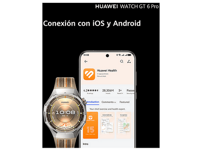 HUAWEI Watch GT6 Pro — Smartwatch, 46mm, Titanio, Pantalla AMOLED, 21 días Autonomía