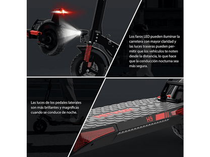 HITWAY H9 — Patinete eléctrico, Pot. máx. 150 W, Carga máx. 50 kg, 2600 mAh, Rojo