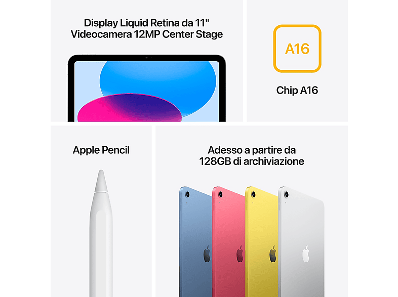 APPLE IPAD 11 A16 128GB WIFI + CELLULAR PINK — Tablet, Rosa, 4 GB RAM, 11" Retina, Apple A16