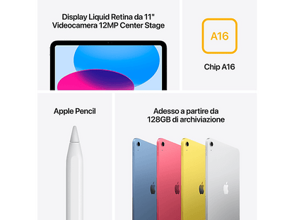 APPLE IPAD 11 A16 128GB WIFI + CELLULAR PINK — Tablet, Rosa, 4 GB RAM, 11" Retina, Apple A16