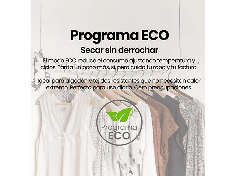 INFINITON SD-BC9DWP — Secadora Bomba de Calor, 9 kg, 16 programas, Blanco