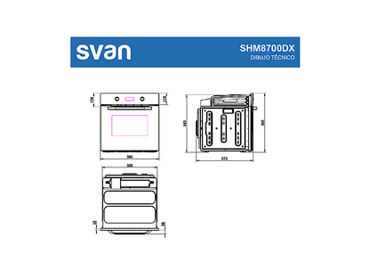 SVAN SHM8700DX — Horno multifunción, 59,5 cm, Inox, Libre instalación, 70 l