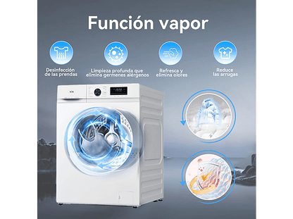 VOK EVW-8BAWL2412 — Lavadora carga frontal, 8 kg, 14 programas, Blanco, Motor Inverter