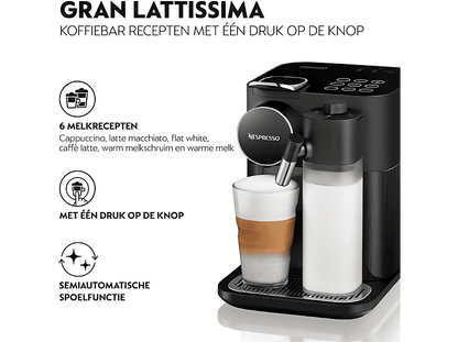 DELONGHI EN640.B - GRAN LATTISSIMA — Cafetera de cápsulas, 1400 W, Negro, 19 bar, 500 ml