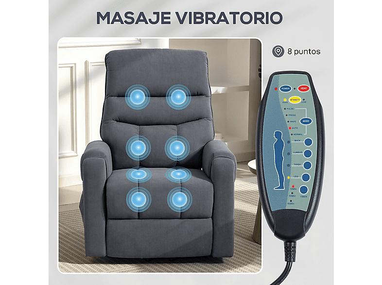 HOMCOM 713-090V92GY — Sillón levanta personas, 42,6 kg, Gris