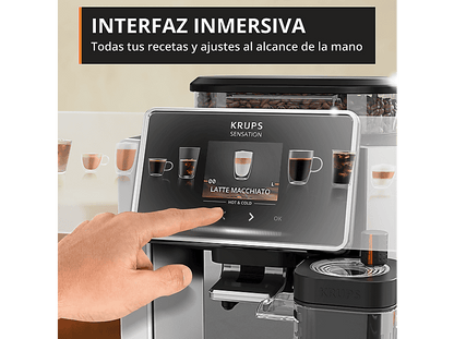 KRUPS Sensation Elite Hot & Cold EA918 — Cafetera superautomática, Molinillo, Táctil, Espumador, 1450 W
