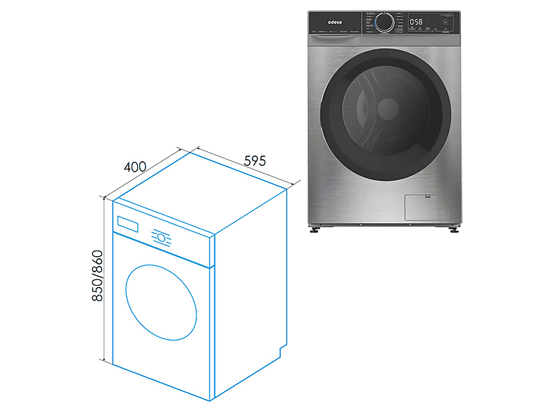 EDESA EWF-7201 X — Lavadora carga frontal, 7 kg, 15 programas, Inox