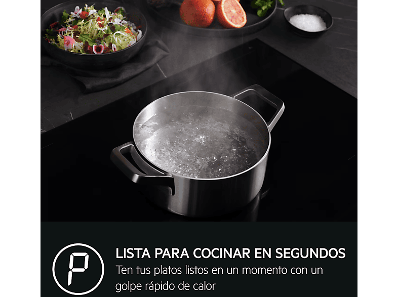 AEG TI63IQ30FB — Placa inducción, Zona grande 28 cm, 59 cm, Negro, 3 zonas