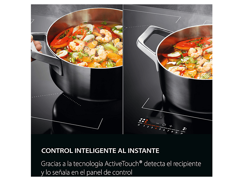 AEG TR64IT00FB — Placa inducción, 4 zonas Flex de 22 cm, 59 cm, Negro, Función Puente