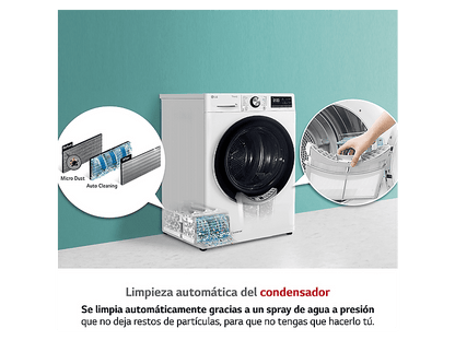 LG RH90V5AV6N — Secadora, 9 kg, 14 programas, Blanco, Bomba de calor