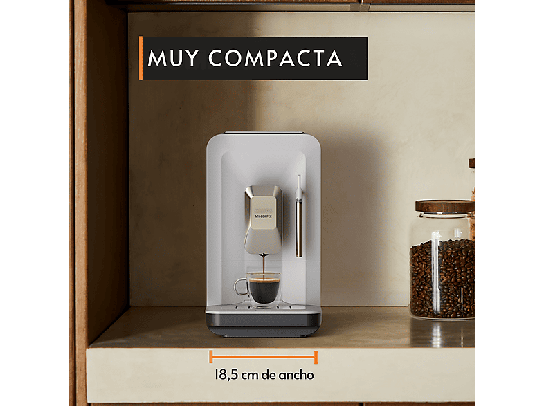 KRUPS My Coffee EA201B — Cafetera superautomática, Táctil, Molinillo, Compacta, Gris