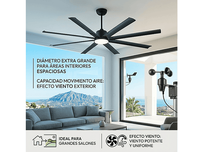 SELEOK NAPOLI_182 — Ventilador de techo, 6 velocidades, Negro
