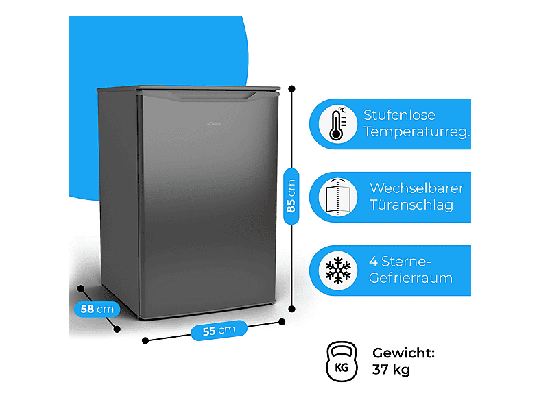 BOMANN GS 7253 — Congelador vertical, 850 mm, 87 l, Acero inoxidable