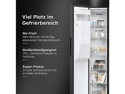 HAIER 34005237 — Frigorífico americano, Altura 1775 mm, Negro, No Frost, Dinámico (con ventilador)