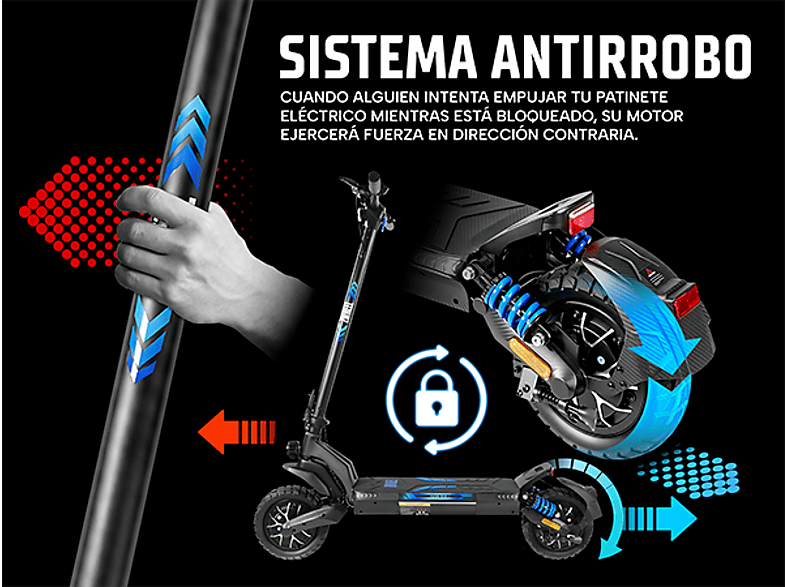 ZWHEEL ZLion Duo — Patinete eléctrico, Pot. máx. 2000 W, Carga máx. 120 kg, 15000 mAh, Negro