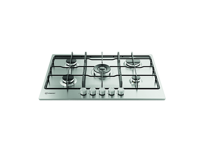 INDESIT THP 752 W/IX/I 1 — Placa de gas, 73 cm, 5 zone(s) zonas, Acero inoxidable