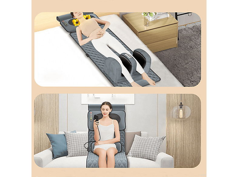 INF Colchoneta de masaje con almohadillas térmicas para masaje de cuerpo c — Masajeador, Gris