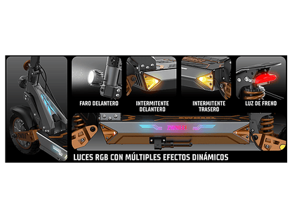 ZWHEEL ZWolf Duo — Patinete eléctrico, Pot. máx. 2000 W, Carga máx. 120 kg, 20000 mAh, 70 km autonomía
