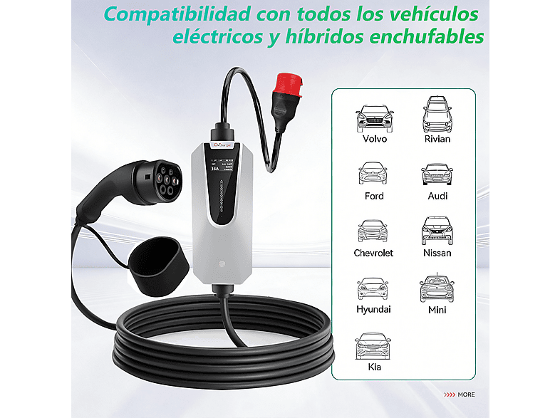 SMORGR 11kW 6m [6-16A — Cargador vehículo eléctrico, Black, 3-Fases]