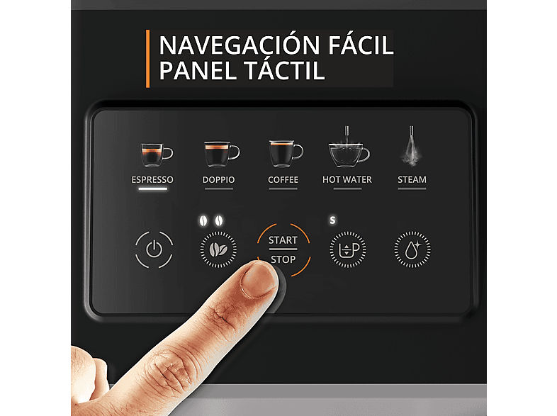 KRUPS My Coffee EA201B — Cafetera superautomática, Táctil, Molinillo, Compacta, Gris