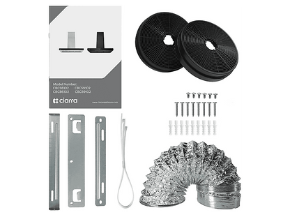 CIARRA CBCB9102 — Campana Decorativa, 4 velocidades, 650 m³/h, 900 mm, Negro