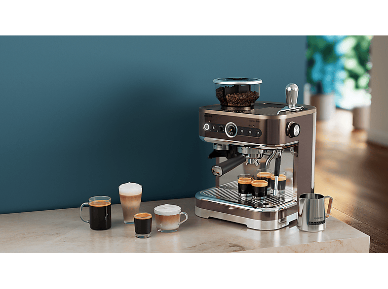 PHILIPS Barista Brew PSA3228/01 — Cafetera express, Molinillo integrado, Prensador calibrado premium, doble container de café, Capacidad 2,3l
