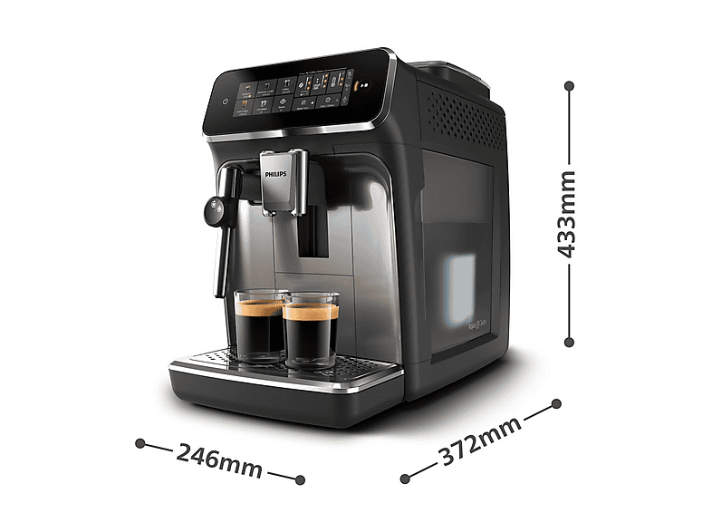 PHILIPS 3300 Series EP3321/40 — Cafetera superautomática, 1500 W, Negro, Tecnología AquaClean, 2 tazas