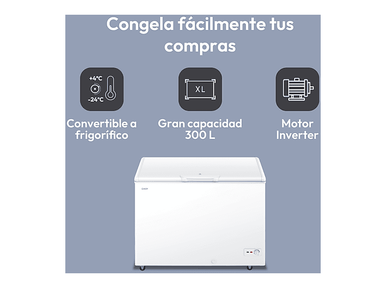CANDY CCHH 3012E — Congelador horizontal, 840 mm, Blanco, 300 l