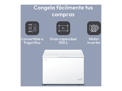 CANDY CCHH 3012E — Congelador horizontal, 840 mm, Blanco, 300 l