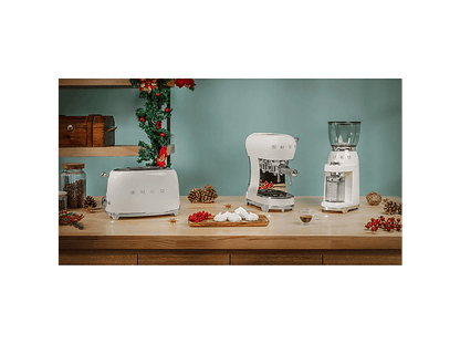 SMEG ECF02CREU — Cafetera express, 1350 W, 15 bar, 2 tazas, Crema de