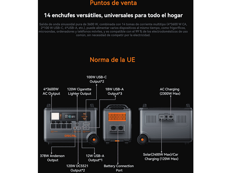 OSCAL PowerMax 3600SE — Estación de energía