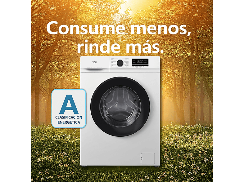 VOK EVW-8BAWL2412 — Lavadora carga frontal, 8 kg, 14 programas, Blanco, Motor Inverter