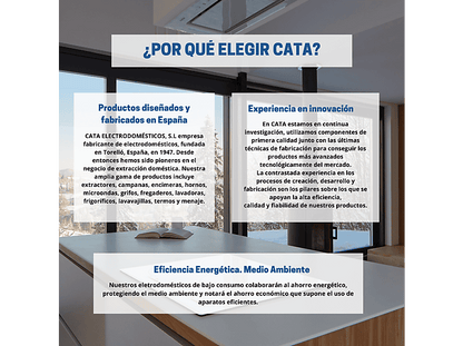 CATA 2078801 JUNO+ 7000 GWH. — Campana decorativa, 6 velocidades, 562 m³/h, 70 cm, Blanco