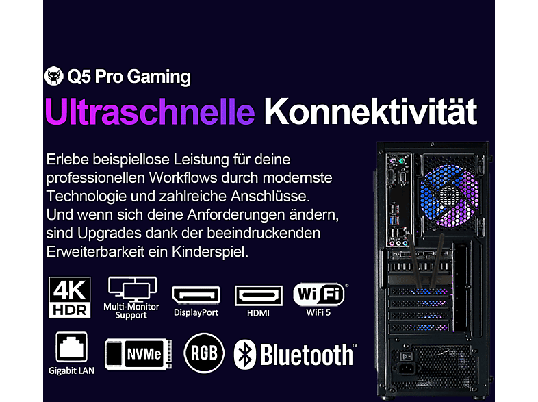 BEASTCOM Q5 Pro Gaming — PC Gaming, 16 GB RAM, 1 TB SSD, Negro, AMD Ryzen™ 7 5700X