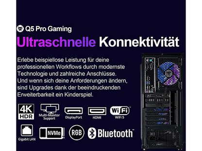 BEASTCOM Q5 Pro Gaming — PC Gaming, 16 GB RAM, 1 TB SSD, Negro, AMD Ryzen™ 7 5700X