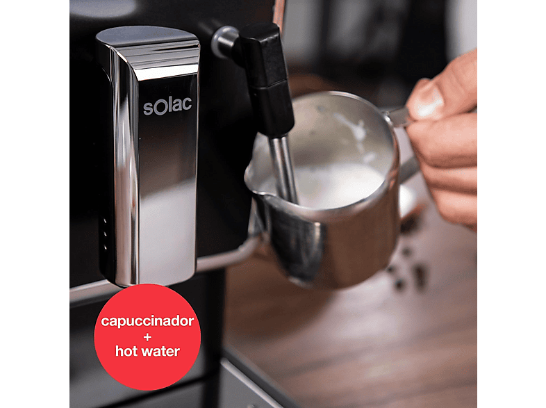 SOLAC LA7617 — Cafetera Espresso, 1470 W, 20 bar, 2 tazas, Plata Oscuro