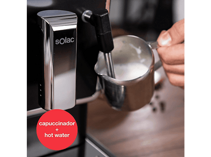 SOLAC LA7617 — Cafetera Espresso, 1470 W, 20 bar, 2 tazas, Plata Oscuro