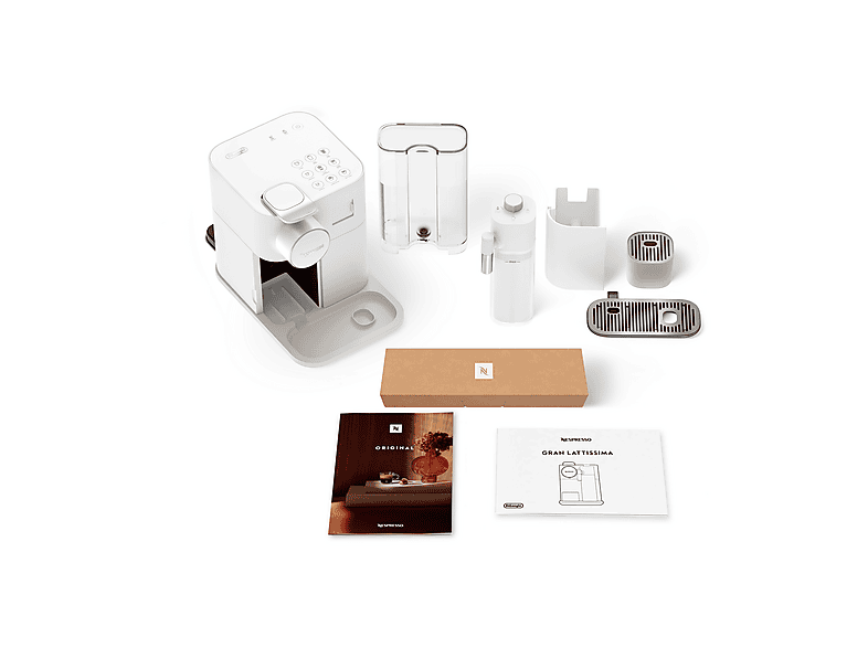 DE LONGHI — Cafetera de cápsulas, De'Longhi Nespresso® Gran Latissima EN640.W, 1400W, Blanco, 19 bar