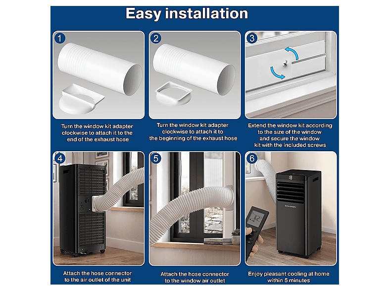 ERIKSSØN Silent Comfort Series Mobile Air conditioner Negro — Aire acondicionado portátil, 30 m², 10000 fg/h, 61 dB(A)