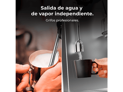 CECOTEC Baristeo Classic — Cafetera express, 2700 W, Preinfusión, Portafiltro 58 mm, Plata