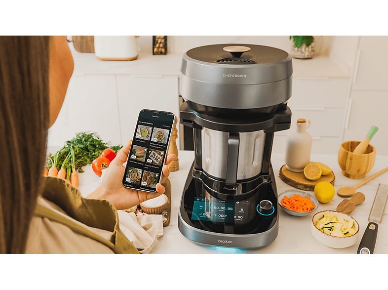 CECOTEC Mambo CooKing Total Gourmet — Robot de cocina, 2200W, Dispensador, Autolimpieza, Inox