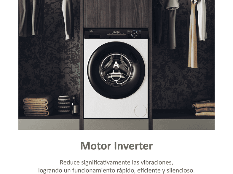 HAIER I-Pro Series 3 HW90-BP14939-S — Lavadora carga frontal, 9kg, Antibacterias, Blanco, 1400rpm
