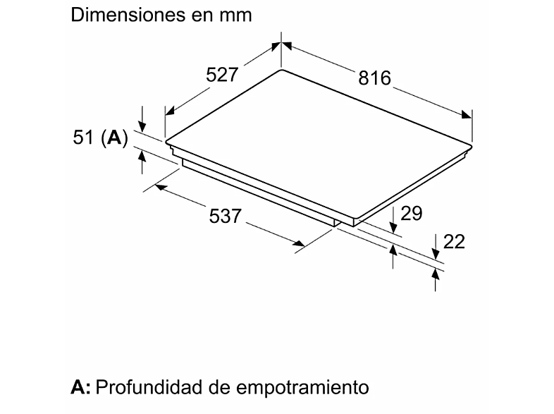 BOSCH PIE875HC1E — Placa inducción, 28 cm, 80 cm, Negro, 4 zonas
