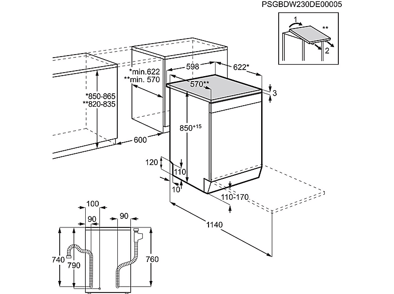 AEG FFB74927ZW — Lavavajillas, 14 servicios, 8 programas, 60 cm, Blanco